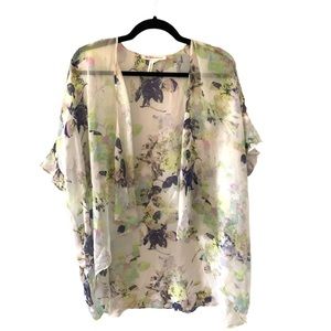 BCBGeneration Sheer Floral Kimono Cardigan